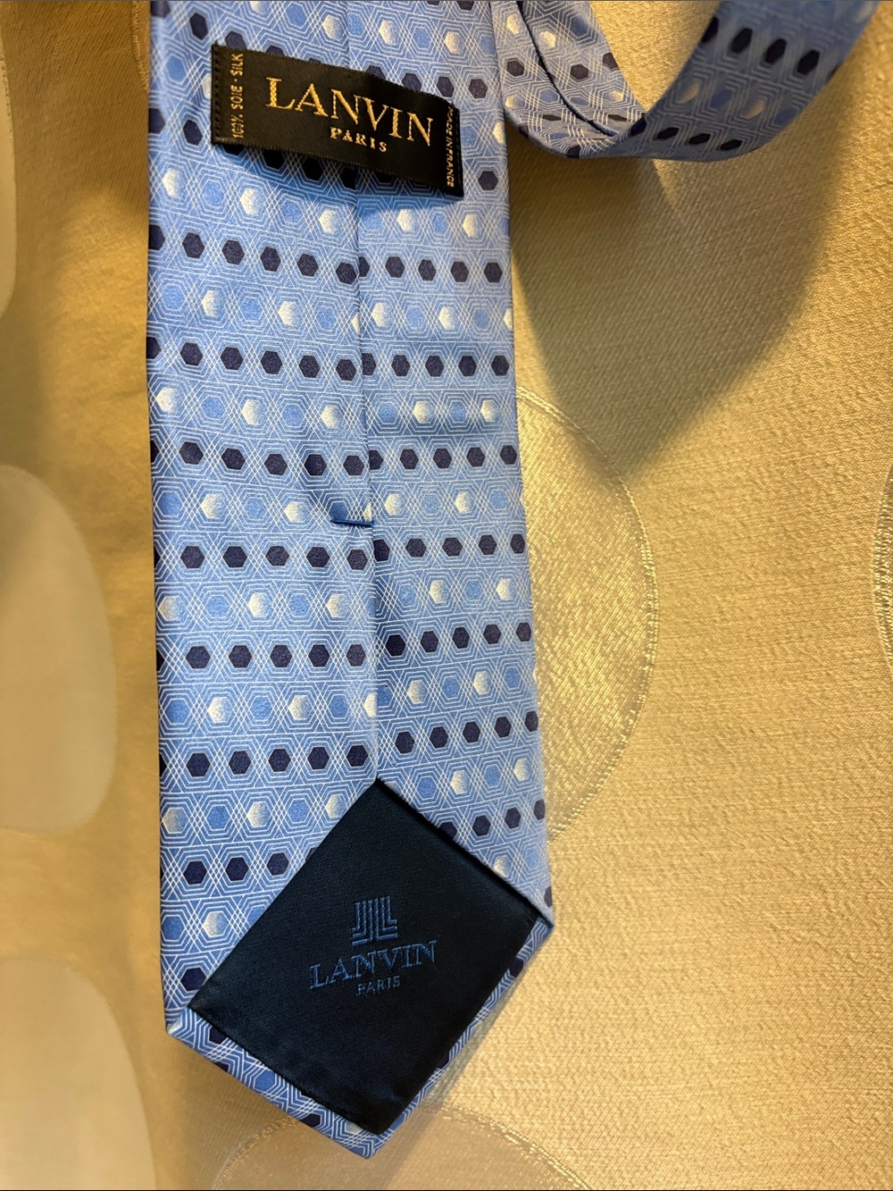 Lanvin Light Blue Polka Dot Silk Tie